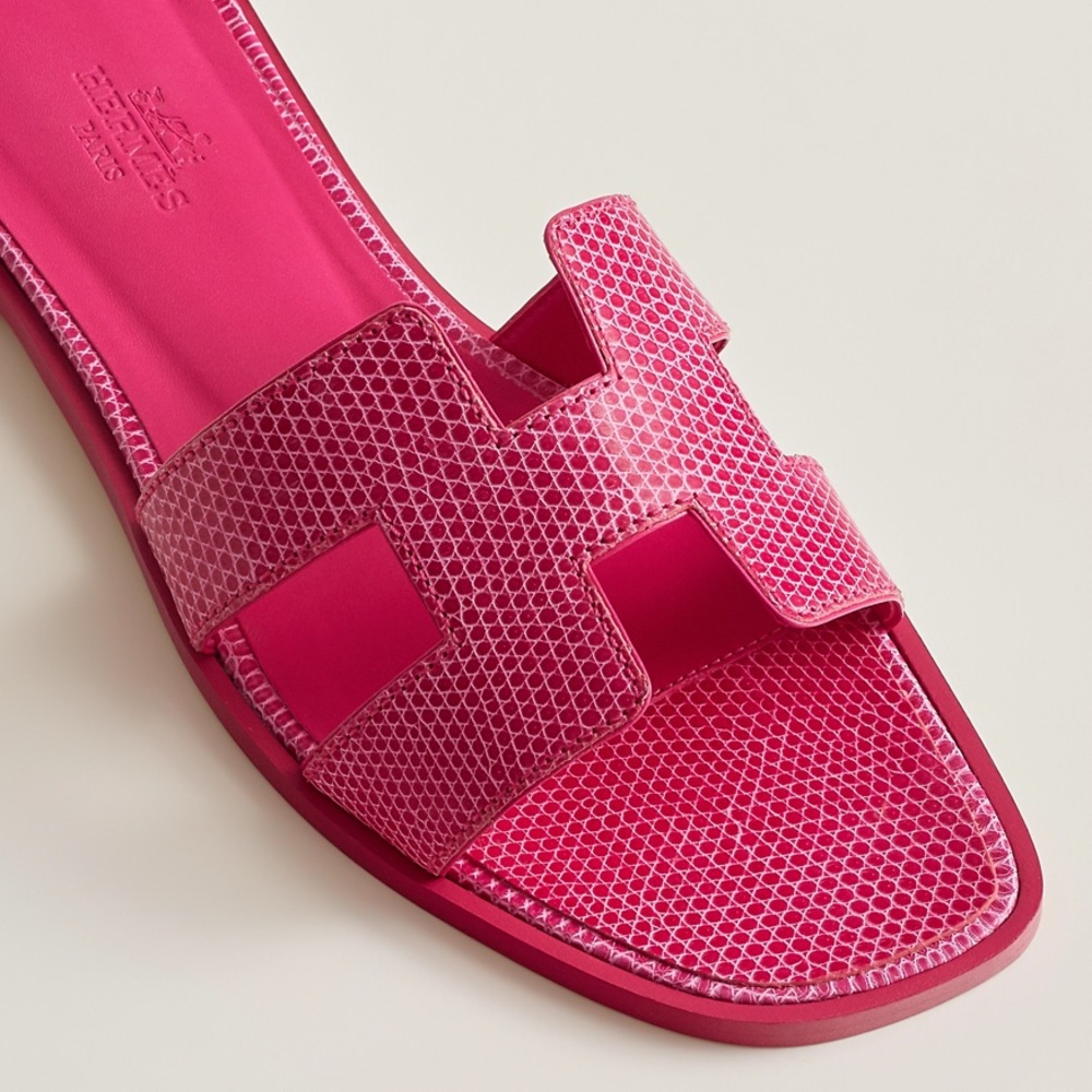 HP🎉RARE PINK LIZARD HERMÈS ORAN SANDALS - Picture 14 of 15
